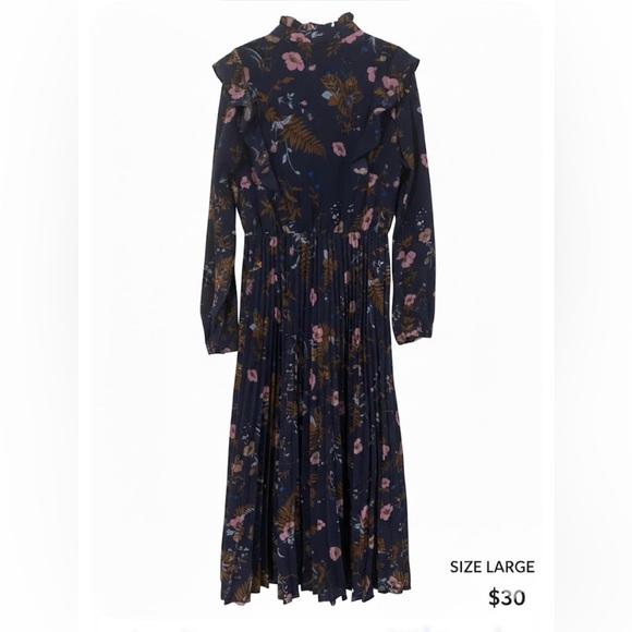 Floral Cottagecore Boho Modest Long Sleeve Dress Size Large - Picture 3 of 3